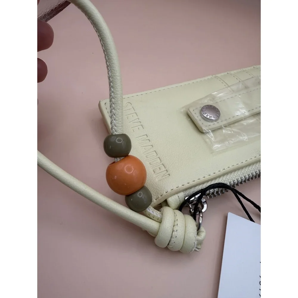 Steve‎ Madden BCARDIE Butter Yellow Card Case Wallet Wristlet Beaded Strap NWT